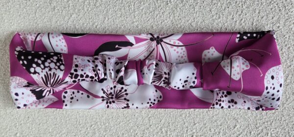 Bandeau simple en satin rose floral – Image 2