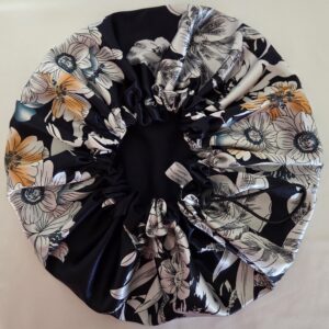 Bonnet de nuit en satin bleu marine