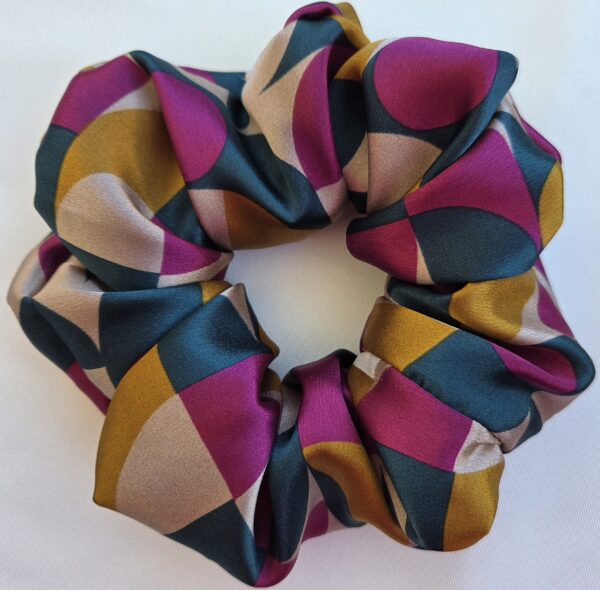Chouchou en satin multicolore 70's