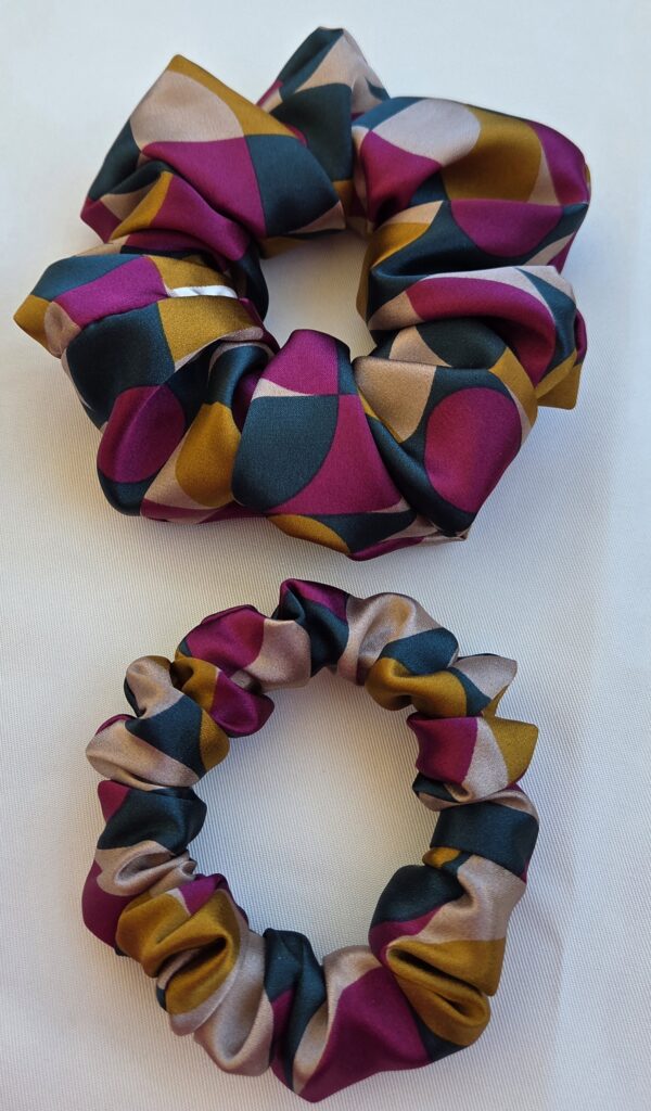 Chouchou en satin multicolore 70's – Image 2