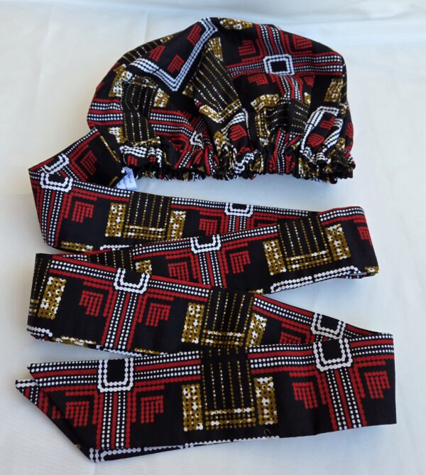 Bonnet turban en satin/wax – Image 2