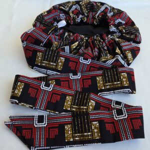 Bonnet turban en satin/wax