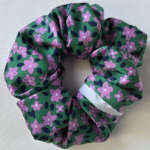 Chouchou en satin vert et rose - florette